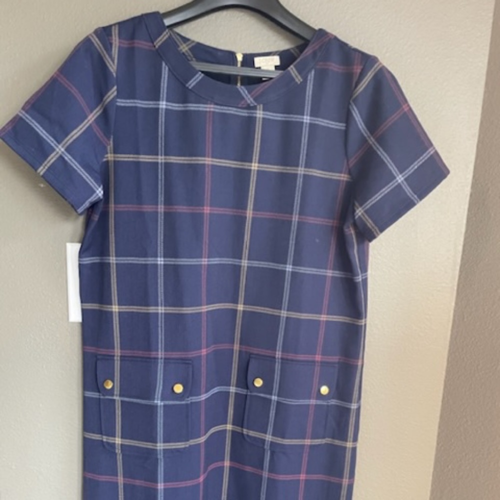 J Crew plaid shift dress